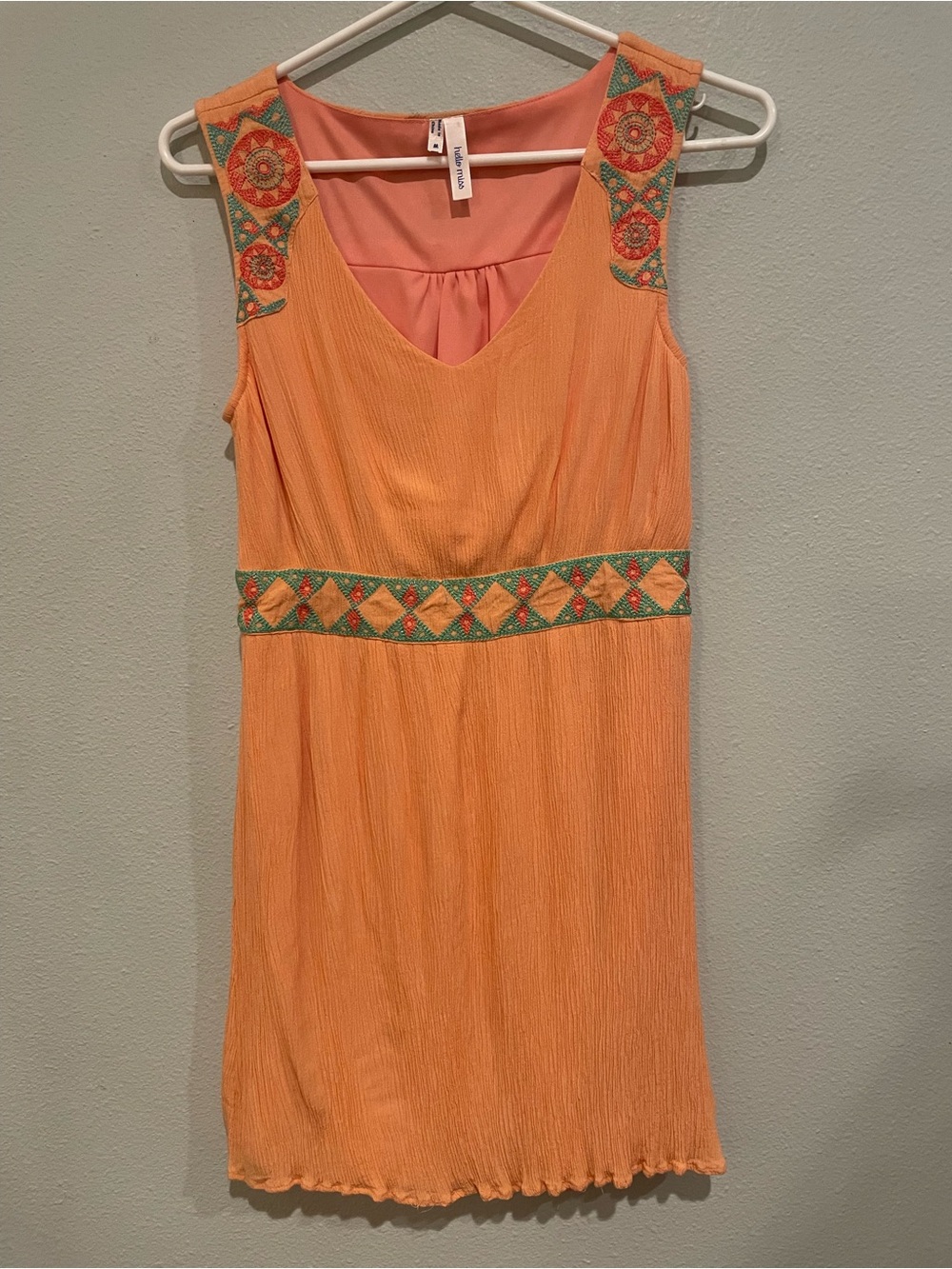 Sleeveless Orange Embroidered Waist Dress